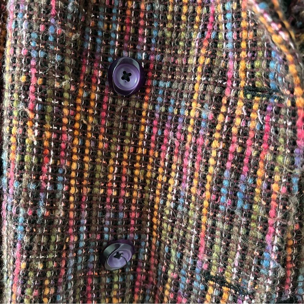 Talbots Tweed Jacket Rainbow Colorful Knit Blazer Fringe Funky Rodeo Witchy Pink - Picture 7 of 16